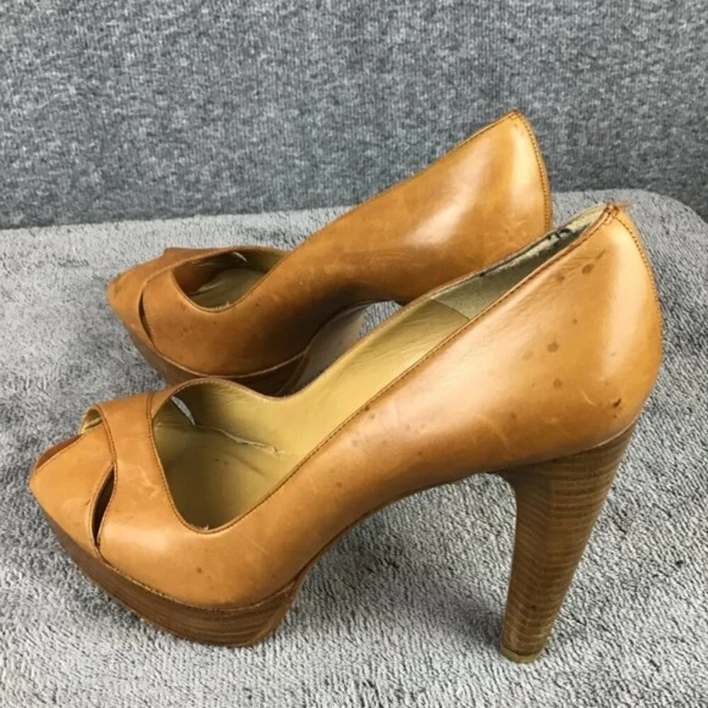 Vintage Stuart Weitzman Distressed‎ Leather Sz 9 W Peep Toe Platform Stile…